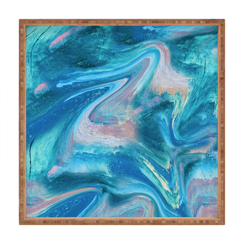 Alyssa Hamilton Art Gemstone 1 a melted abstract watercolor Square Tray