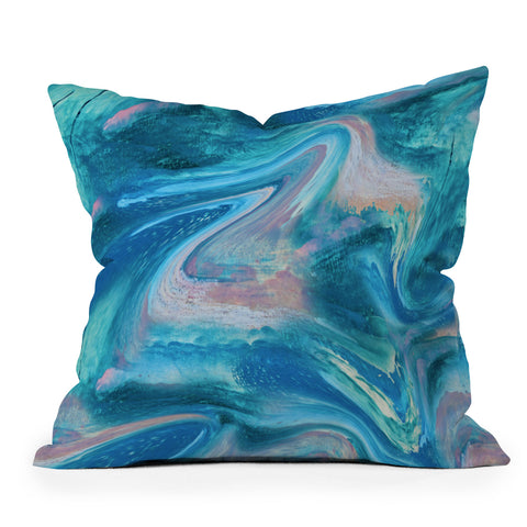 Alyssa Hamilton Art Gemstone 1 a melted abstract watercolor Outdoor Throw Pillow