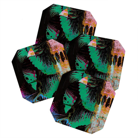 Alyssa Hamilton Art Night Vision A vibrant neon painting Coaster Set