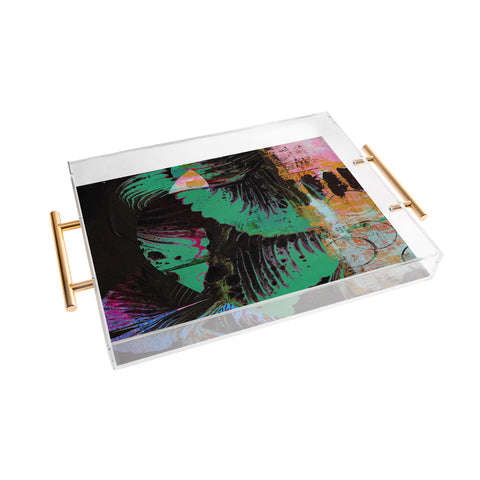 Alyssa Hamilton Art Night Vision A vibrant neon painting Acrylic Tray