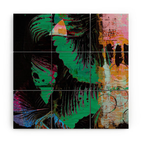 Alyssa Hamilton Art Night Vision A vibrant neon painting Wood Wall Mural