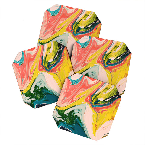 Alyssa Hamilton Art Revival A colorful retro painting Coaster Set