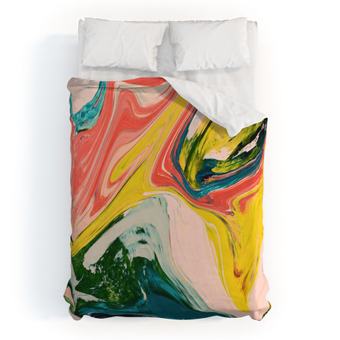 Alyssa Hamilton Art Revival A colorful retro painting Duvet Cover