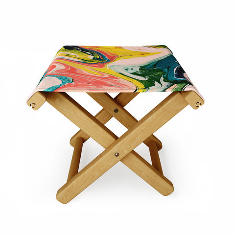 Alyssa Hamilton Art Revival A colorful retro painting Folding Stool