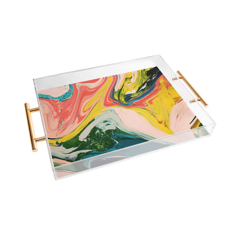 Alyssa Hamilton Art Revival A colorful retro painting Acrylic Tray