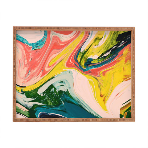 Alyssa Hamilton Art Revival A colorful retro painting Rectangular Tray