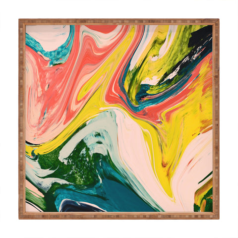 Alyssa Hamilton Art Revival A colorful retro painting Square Tray