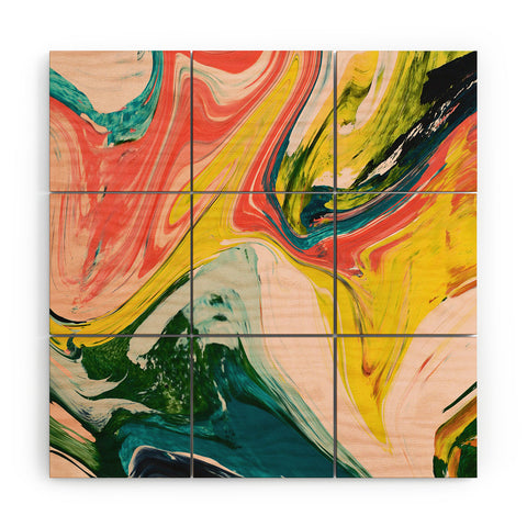 Alyssa Hamilton Art Revival A colorful retro painting Wood Wall Mural