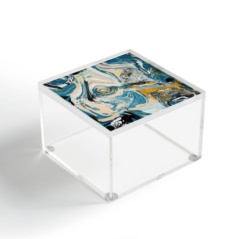 Alyssa Hamilton Art Tide Pool blue yellow and peach Acrylic Box