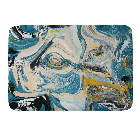 Alyssa Hamilton Art Tide Pool blue yellow and peach Memory Foam Bath Mat