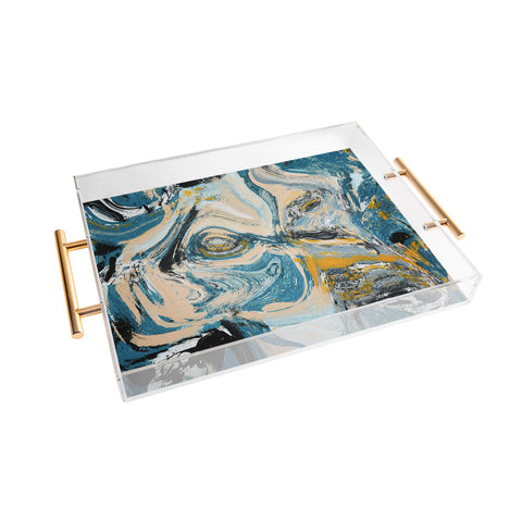 Alyssa Hamilton Art Tide Pool blue yellow and peach Acrylic Tray