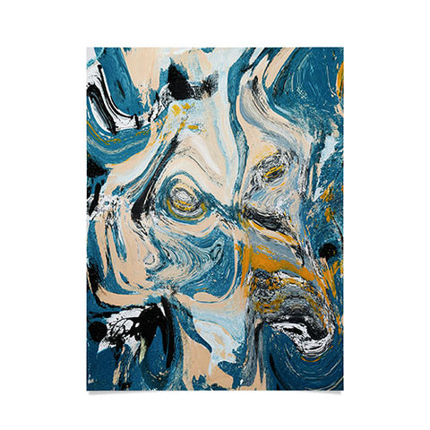 Alyssa Hamilton Art Tide Pool blue yellow and peach Poster