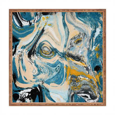 Alyssa Hamilton Art Tide Pool blue yellow and peach Square Tray