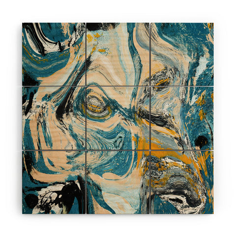 Alyssa Hamilton Art Tide Pool blue yellow and peach Wood Wall Mural