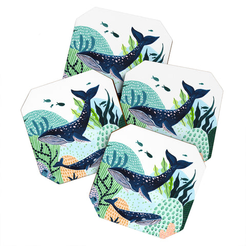 Ambers Textiles Blue Whale Family Coaster Set