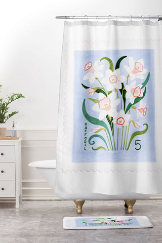 Ambers Textiles Daffodil 2 Shower Curtain And Mat