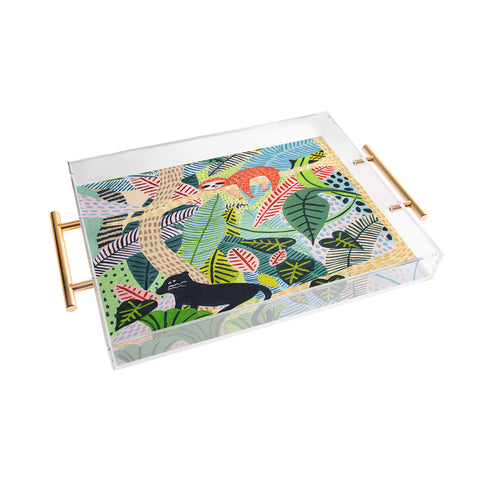 Ambers Textiles Jungle Sloth and Panther Acrylic Tray