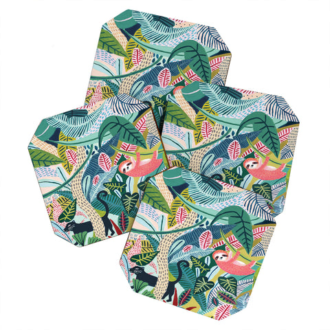 Ambers Textiles Jungle Sloth Panther Pals Coaster Set