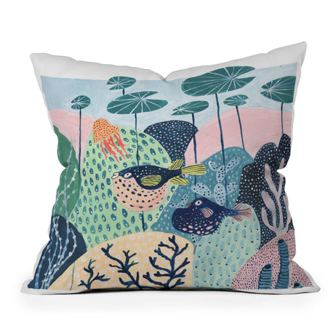 Ambers Textiles Puffer Fish Outdoor Throw Pillow
