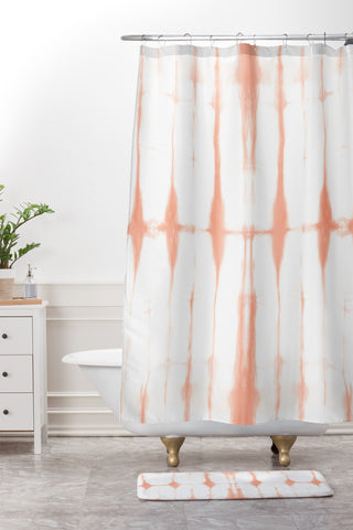 Amy Sia Agadir 2 Peach Shower Curtain And Mat
