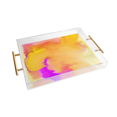 Amy Sia Aquarelle Sunset Yellow Acrylic Tray