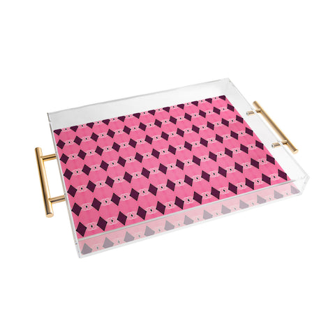 Amy Sia Art Deco Mini Triangle Pink Acrylic Tray