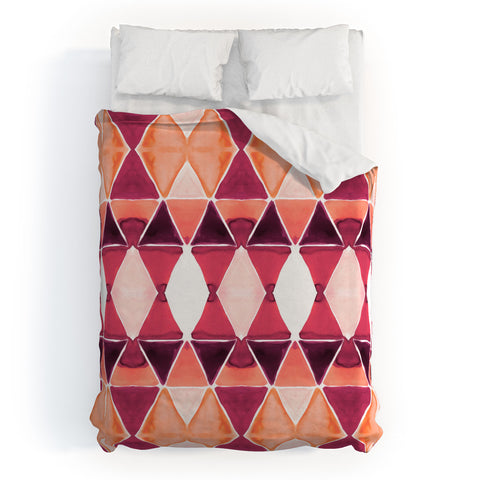 Amy Sia Art Deco Triangle Orange Duvet Cover