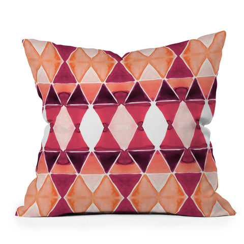 Amy Sia Art Deco Triangle Orange Outdoor Throw Pillow
