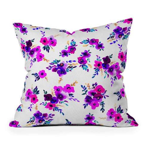 Amy Sia Ava Floral Purple Outdoor Throw Pillow