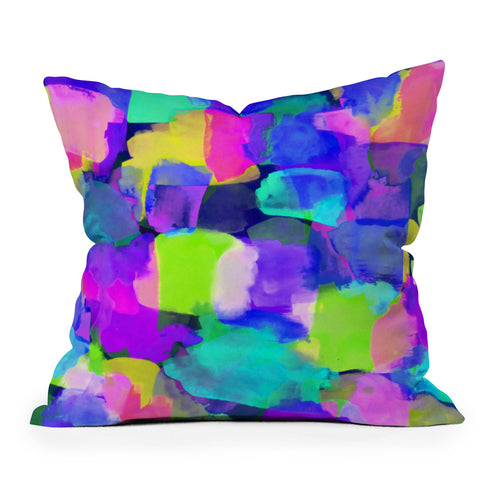 Amy Sia Brushstroke Blue Outdoor Throw Pillow