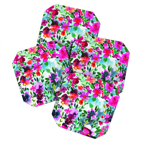 Amy Sia Evie Floral Magenta Coaster Set