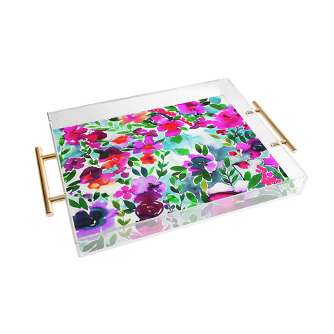 Amy Sia Evie Floral Magenta Acrylic Tray