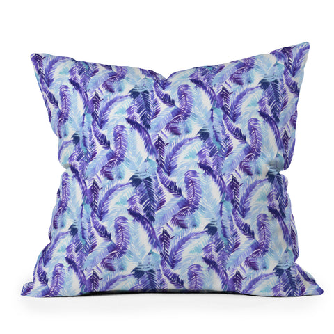 Amy Sia Fern Palm Purple Outdoor Throw Pillow