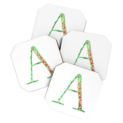 Amy Sia Floral Monogram Letter A Coaster Set