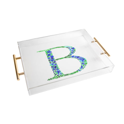 Amy Sia Floral Monogram Letter B Acrylic Tray