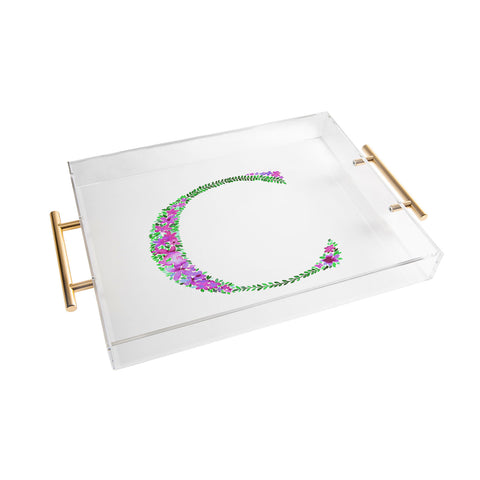 Amy Sia Floral Monogram Letter C Acrylic Tray