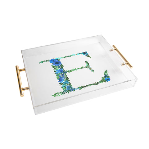 Amy Sia Floral Monogram Letter E Acrylic Tray