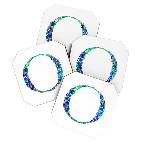 Amy Sia Floral Monogram Letter O Coaster Set