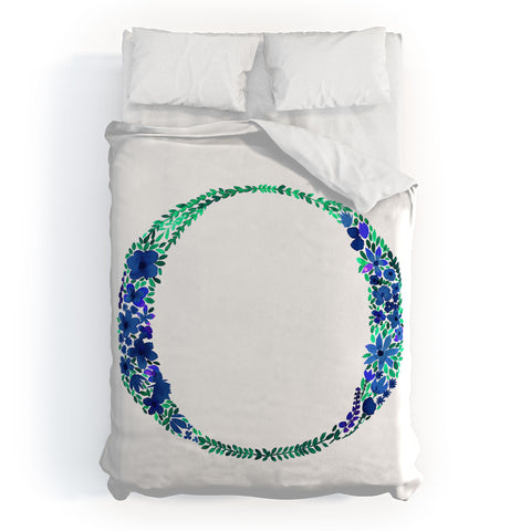 Amy Sia Floral Monogram Letter O Duvet Cover