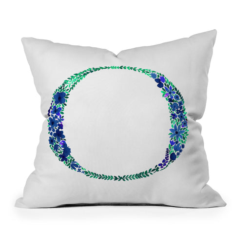 Amy Sia Floral Monogram Letter O Outdoor Throw Pillow