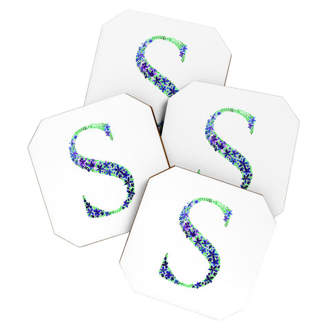 Amy Sia Floral Monogram Letter S Coaster Set