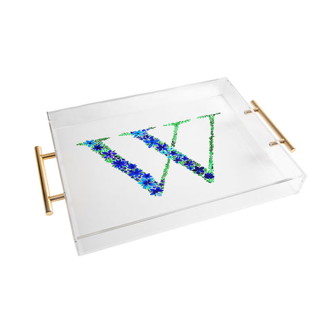Amy Sia Floral Monogram Letter W Acrylic Tray