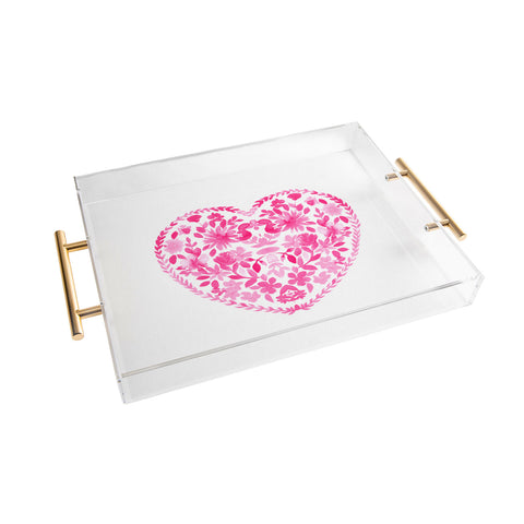 Amy Sia Folk Love Heart Pink Acrylic Tray