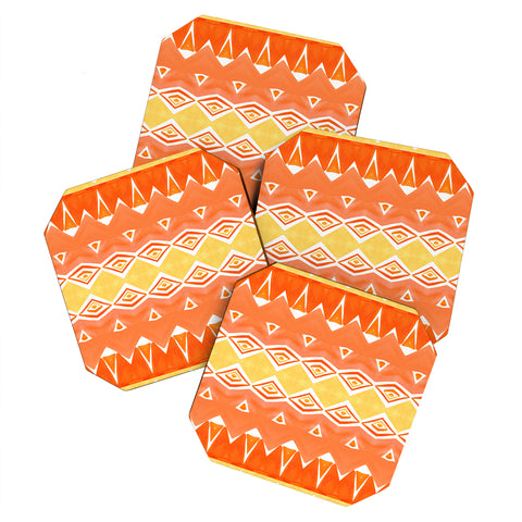 Amy Sia Geo Triangle 2 Orange Coaster Set