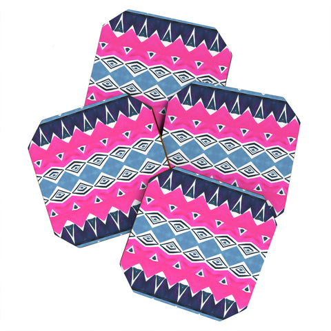 Amy Sia Geo Triangle 2 Pink Navy Coaster Set
