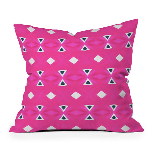 Amy Sia Geo Triangle 3 Pink Navy Outdoor Throw Pillow