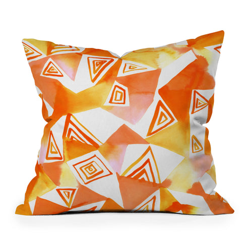 Amy Sia Geo Triangle Orange Outdoor Throw Pillow