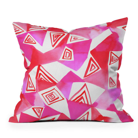 Amy Sia Geo Triangle Pink Outdoor Throw Pillow