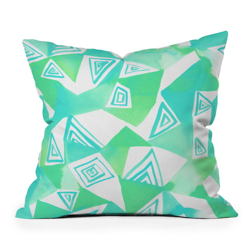 Amy Sia Geo Triangle Sea Green Outdoor Throw Pillow