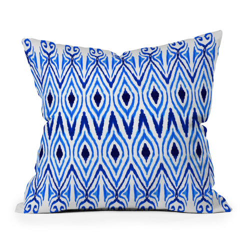 Amy Sia Ikat Blue Outdoor Throw Pillow